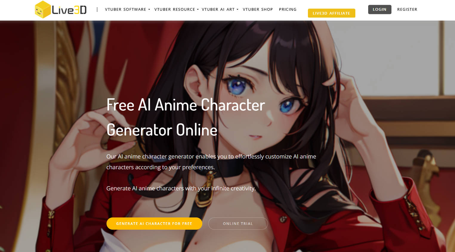 
AI Anime Character Generator By Live3D
