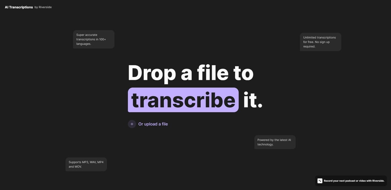 
              AI Transcription by Riverside            
