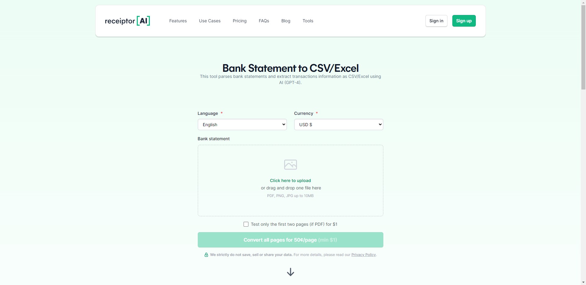 
Bank Statement to CSV/Excel — AI Parser
