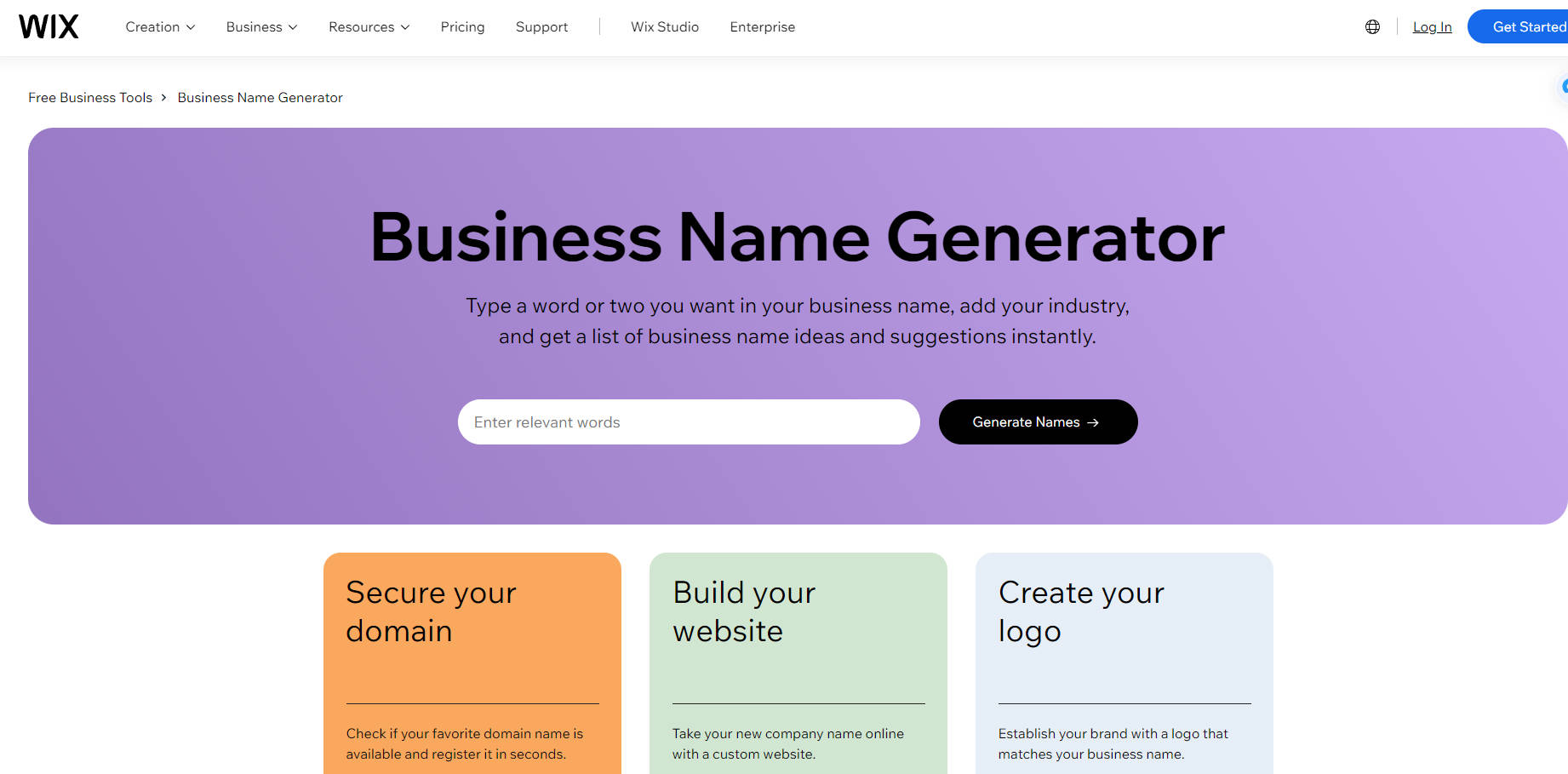 
Business Name Generator by Wix.com
