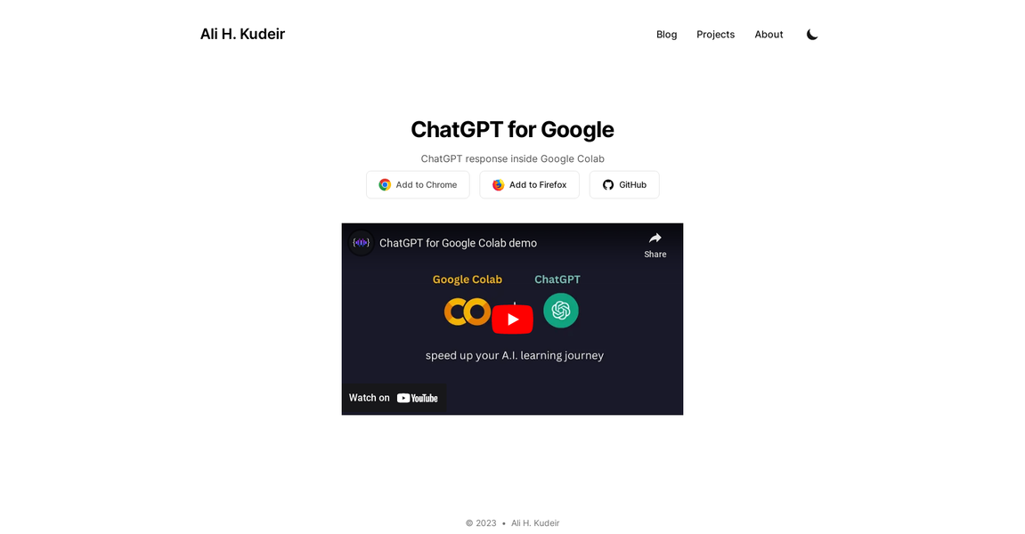 Outil IA: ChatGPT for Google Colab