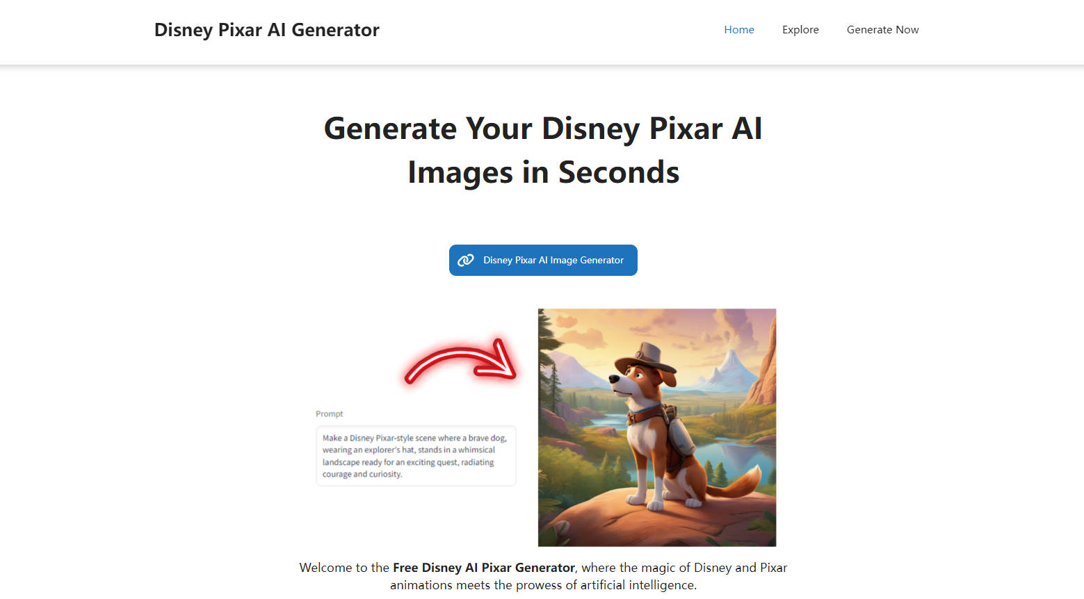 
              Disney Pixar AI Image Generator            
