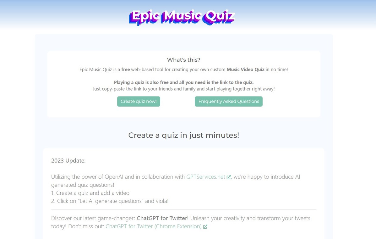 Outil IA: EpicMusicQuiz