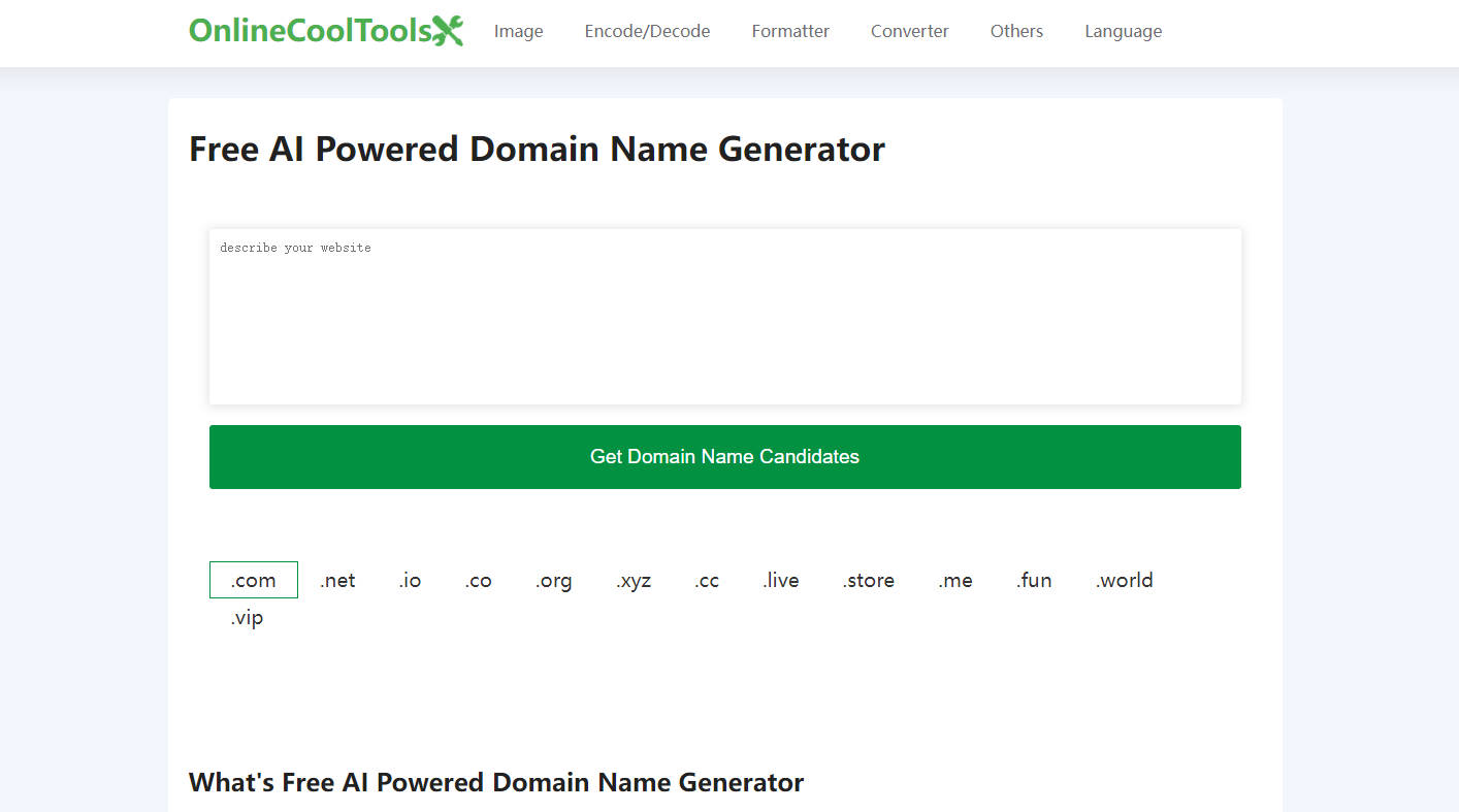 
              Free AI Powered Domain Name Generator            
