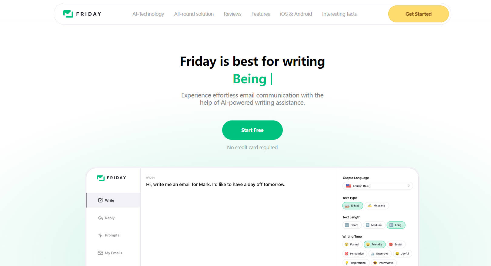 
              Friday AI E-mail Writer            
