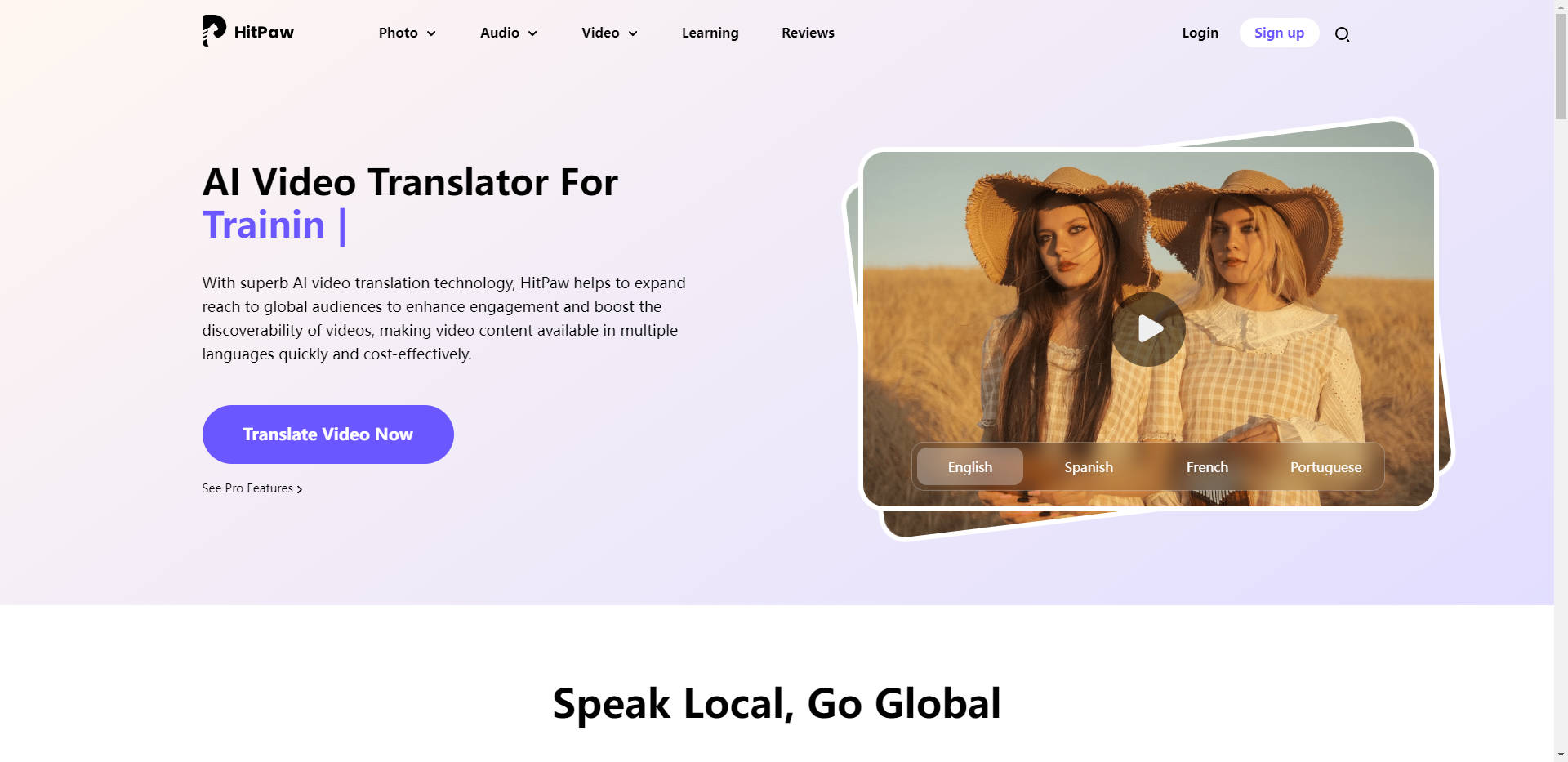 Outil IA: HitPaw Online AI Video Translator