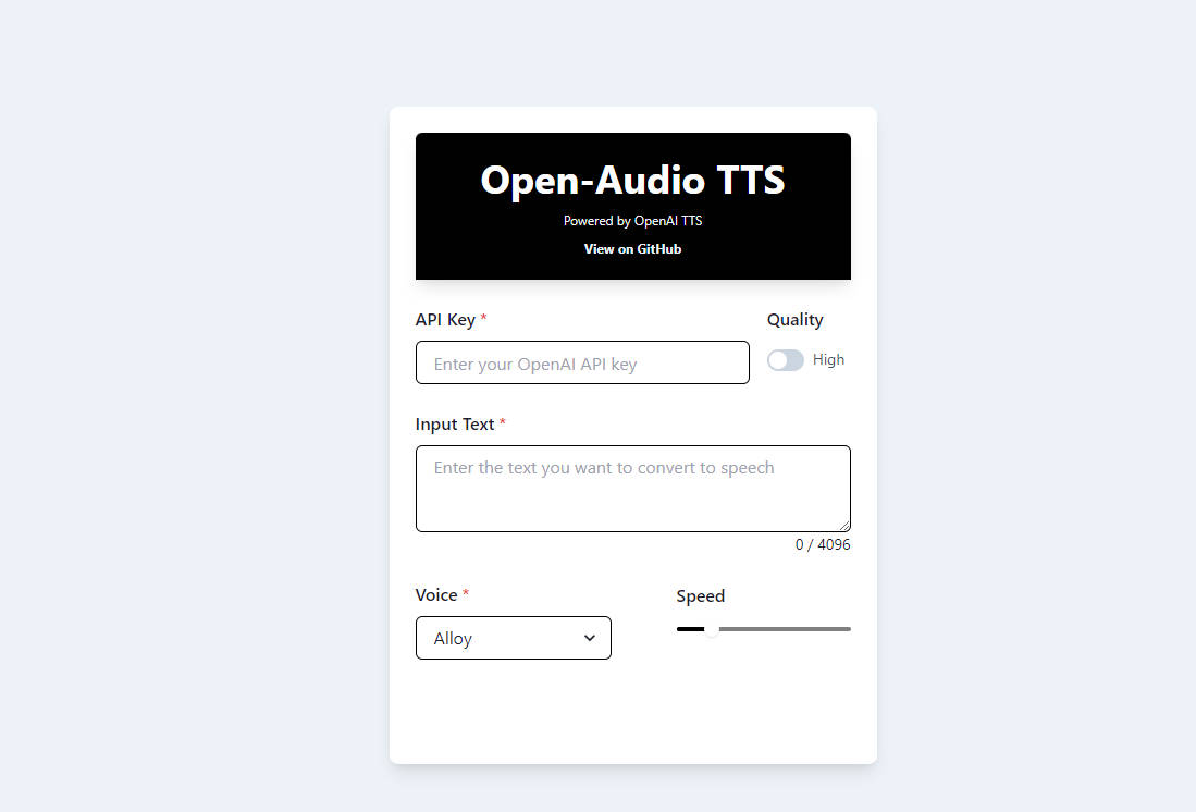 
              OpenAudio TTS            
