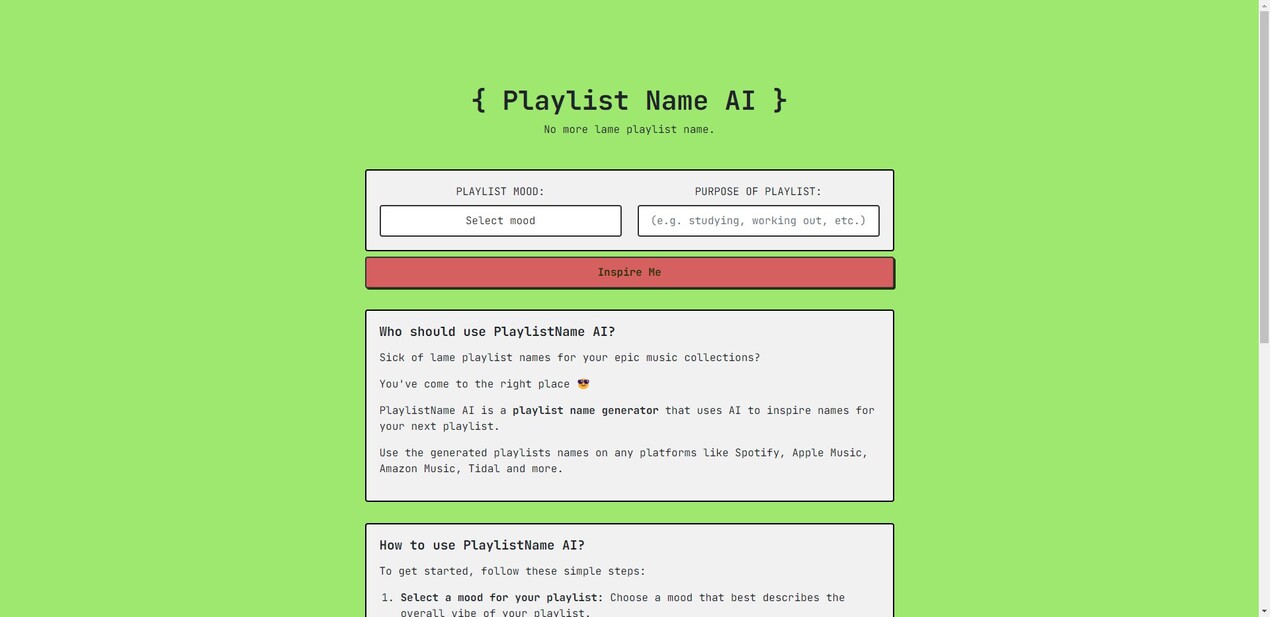 
              PlaylistName AI            
