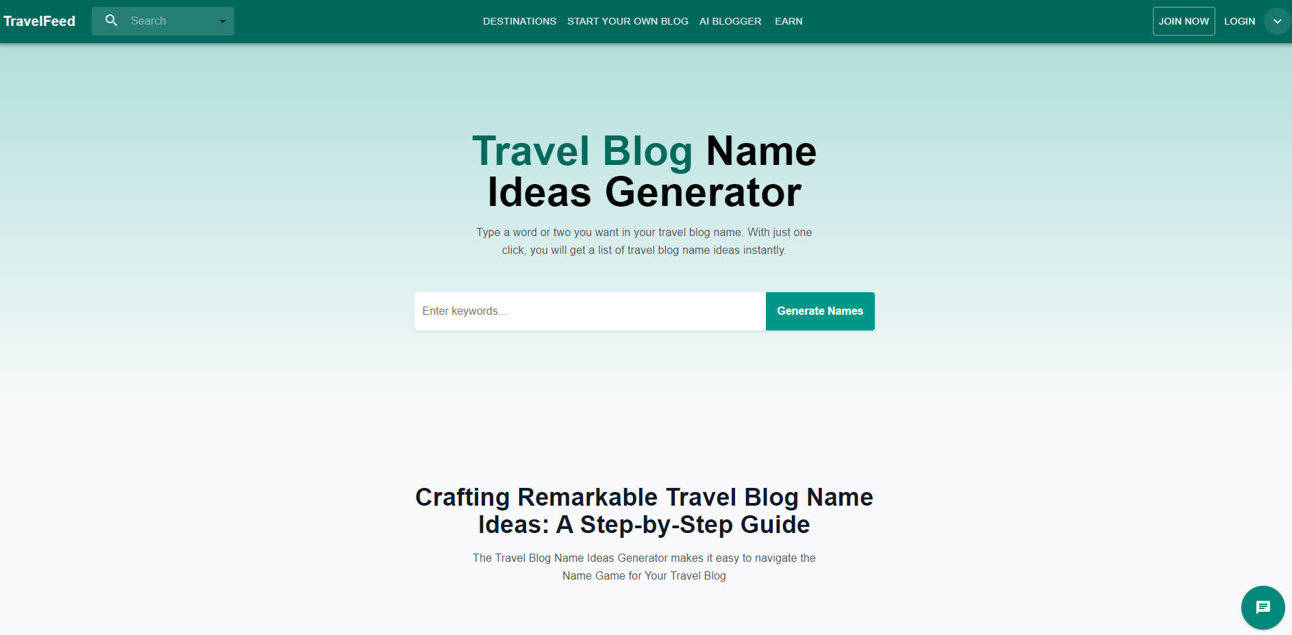 
Travel Blog Name Ideas Generator
