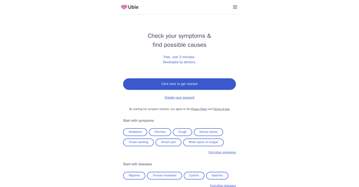 Outil IA: Ubie AI Symptom Checker