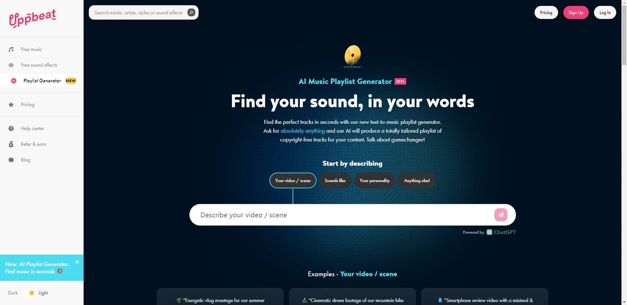 
Uppbeat AI Playlist Generator
