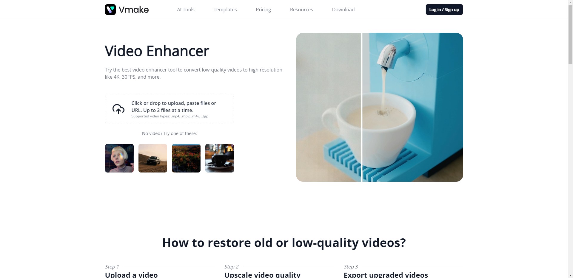 Outil IA: Vmake Video Enhancer