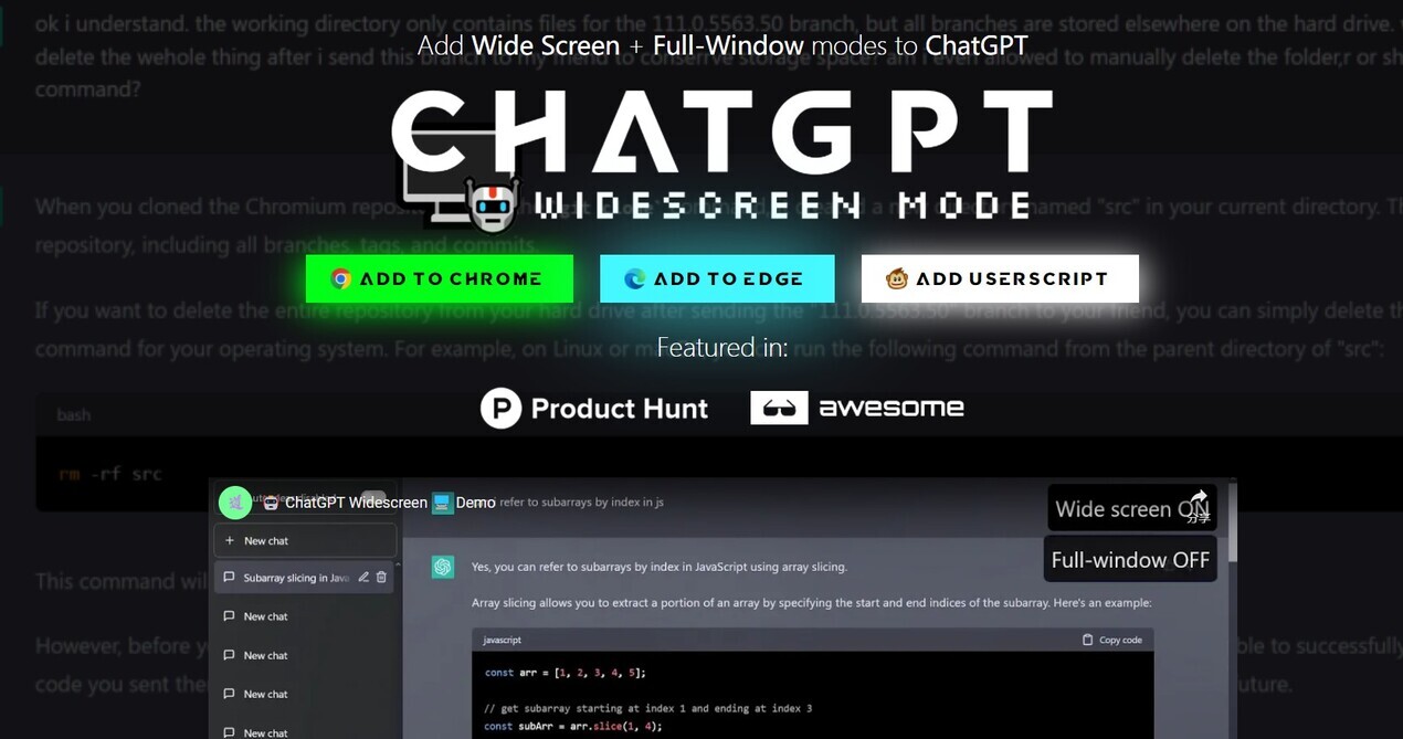 
ChatGPT Widescreen Mode
