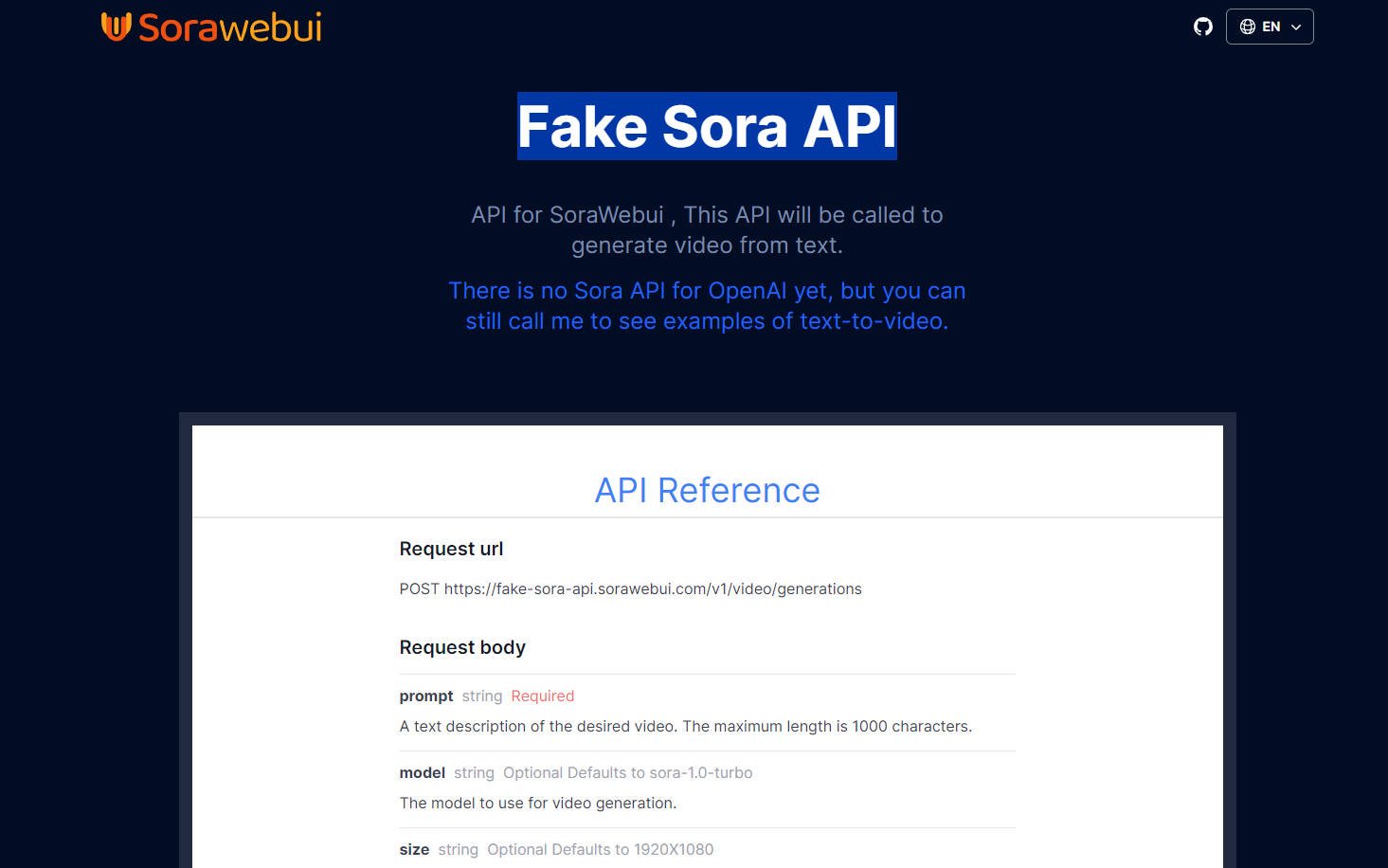 
              Fake Sora API            
