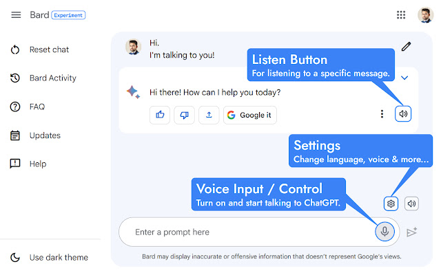 
              Voice Control for Bard            
