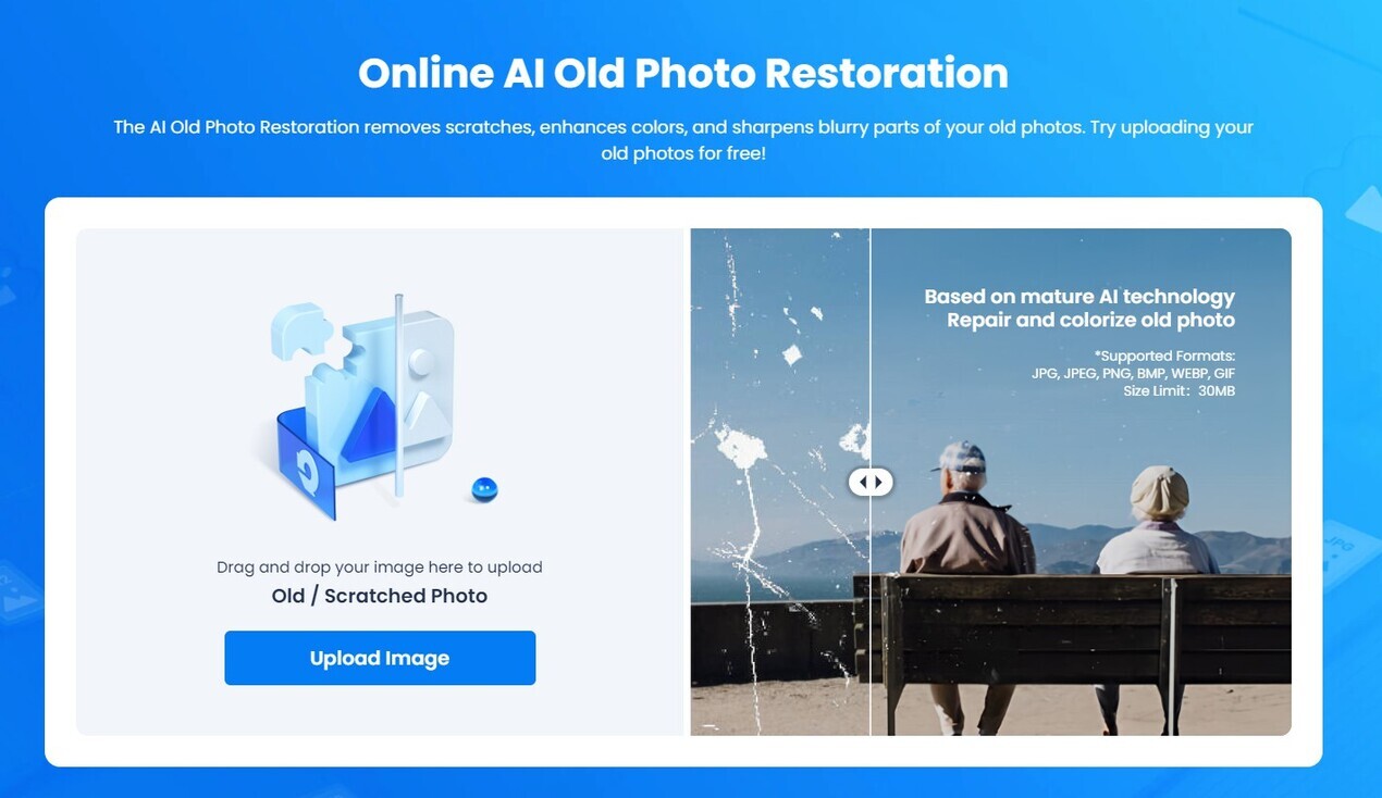 Outil IA: Wondershare Online AI Old Photo Restoration