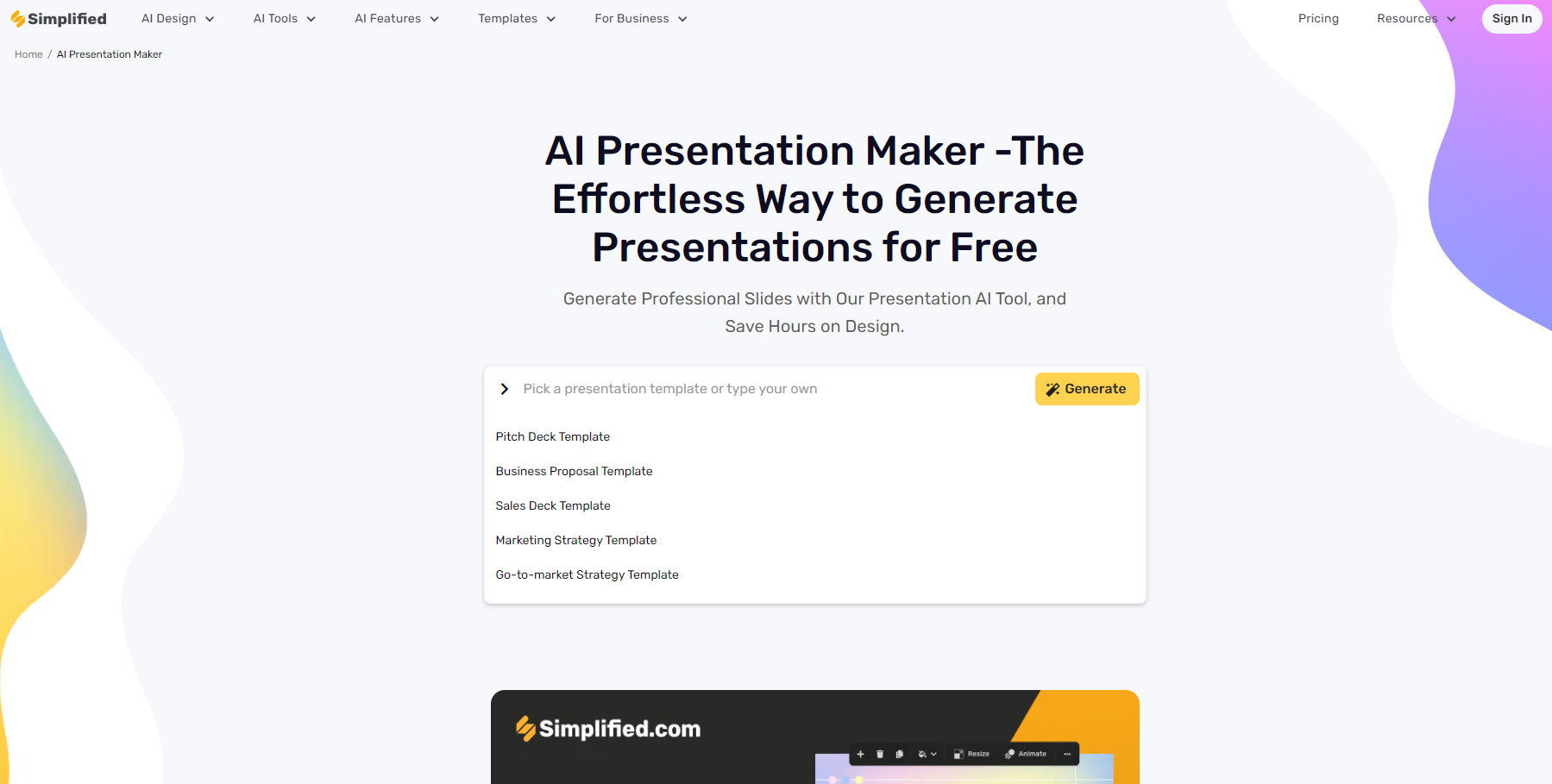 
Simplifies's AI Presentation Maker
