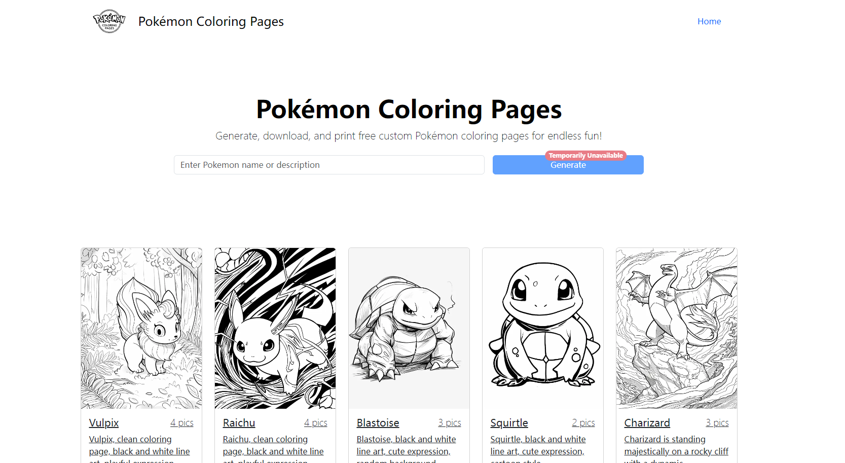 
Pokémon Coloring Pages
